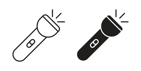 Flashlight icon in doodle and stroke style.