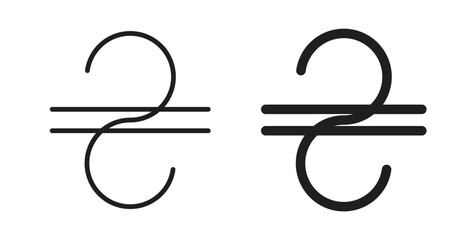 Hryvnia icon in doodle and stroke style.