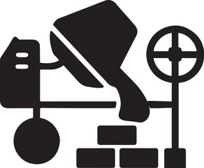 Cement mixer silhouette vector icon on white background Adobe Illustrator Artwork