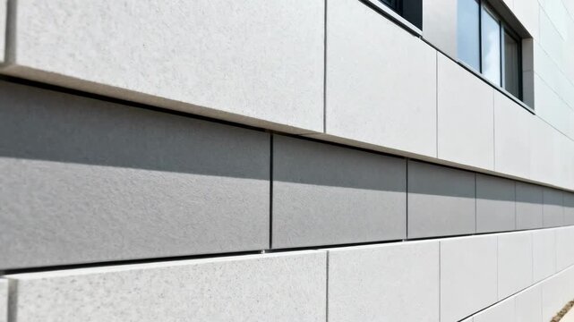Medium shot of noncombustible fireresistant cladding materials applied to an exterior wall emphasizing safety and robust construction.