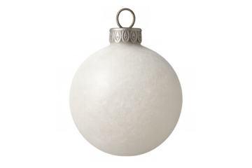 White christmas bauble ornament hanging, symbolizing winter holidays, celebration, and festive seasonal decoration with transparent background