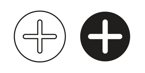 Obraz premium Plus icons set. Simple line vector illustration