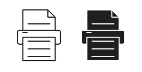 Print icons set. Simple line vector illustration