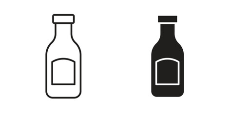 Sauce bottles icons set. Simple line vector illustration