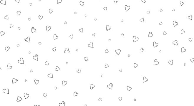 Simple and delicate seamless background pattern of small hand-drawn scribble hearts perfect for romantic or wedding designs.