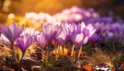 Autumn Colchicum Crocus In The Garden Wallpaper Background