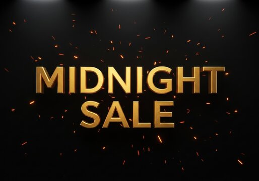 Golden midnight sale text effect sparkles festive celebration special offer advertisement - Powered by Adobe