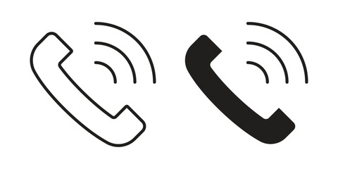 Obraz premium Phone call icon in line design. Simple icon vector