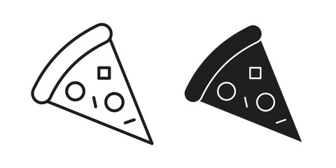 Pizza slice icon in line design. Simple icon vector
