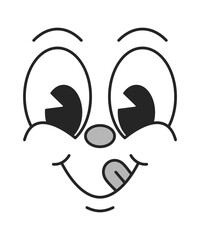 Cute comic face licking lips