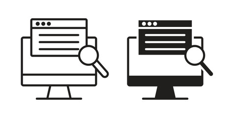 Search online icon in line design. Simple icon vector