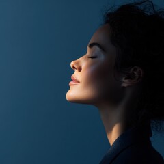 Fototapeta premium Wellness portrait, serene colors, soft lighting, trending on Adobe Stock, perfect lighting