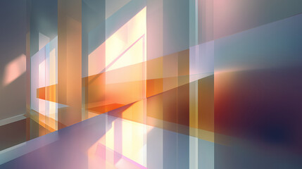 translucent layered shapes with soft light leaks