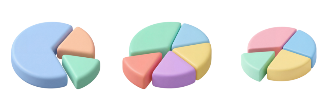 Modern 3D Pie Chart Infographic for Data Analysis and Business Statistics isolated on transparent background - Powered by Adobe