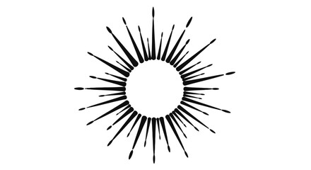 Fototapeta premium A stylized black and white sunburst graphic with a central circle and radiating lines.