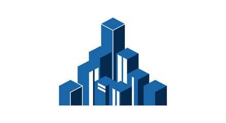 Fototapeta premium Abstract Geometric Blue Cityscape Representing Urbanization And Architectural Growth