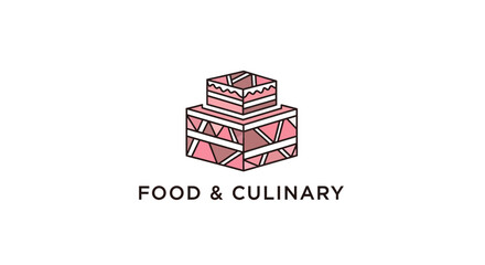 Abstract Geometric Cake Design Emblem For Culinary Businesses And Food Related Brands