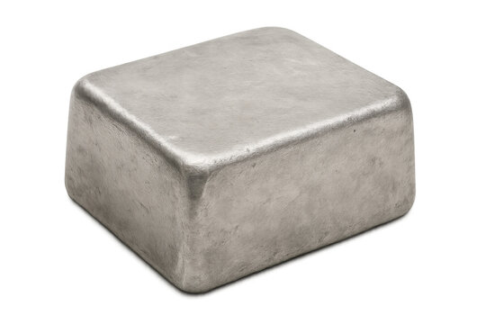 Metal ingot block showing raw material for industry, production, and manufacturing processes on transparent background