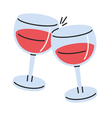 Clinking wineglasses Valentines day drink