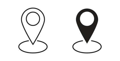 Map marker icons, vector symbols. filled flat sign