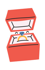 Golden engagement ring in box