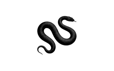 Obraz premium Black snake silhouette on white background with detailed scales