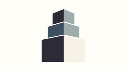 Naklejka premium Abstract Geometric Composition Of Cubes In Various Shades Of Color And Minimalist Design