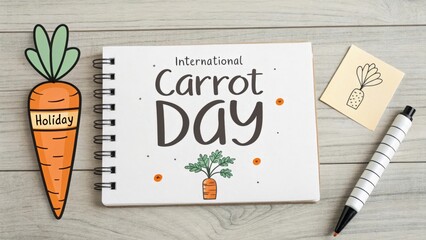 Illustration of International Carrot Day on a spiral notebook