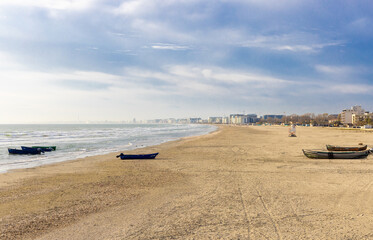 Landscape on the beach in Navodari - Romania in the morning
