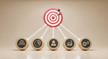 Business Goals Strategy Target Success Wooden Blocks Copy Space