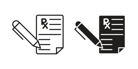 Prescription icons, vector symbols. filled flat sign