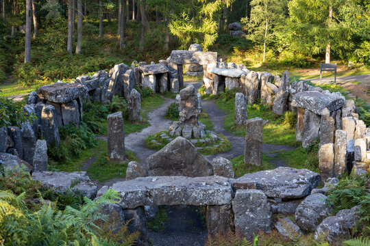 Druid's Temple in Ripon - a folly based on Stonehenge with two large stone circles, an altar, sacrificial stone and a tomb area, North Yorkshire