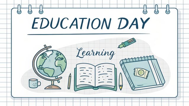 Minimal flatlay illustration celebrating Education Day