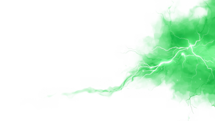 Green lightning effect isolated on transparent background, perfect for adding energy to designs