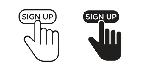 Sign up icons, vector symbols. filled flat sign
