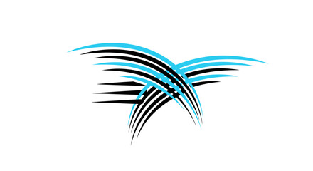 Obraz premium Abstract Geometric Design Using Blue and Black Curved Lines Against White Background