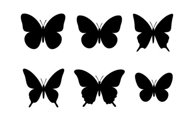 Collection of butterfly silhouettes in various poses and styles