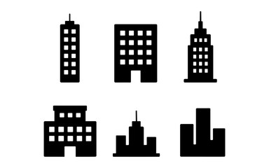 Fototapeta premium Minimalist building silhouettes set for urban design projects