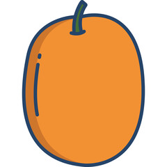 Simple Hand Drawn Orange Fruit With Green Stem On Transparent Background Healthy Food Graphic