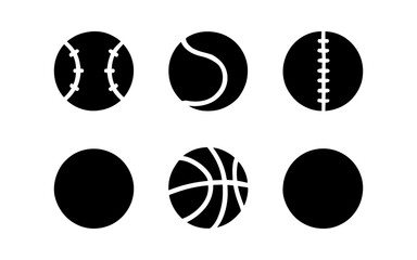 Obraz premium Minimalist sports ball silhouettes: baseball, tennis, football, basketball