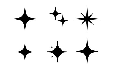 Minimalist black starburst shapes on white background