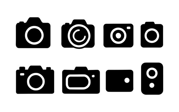 Set of camera icon silhouettes for photography and design projects - Powered by Adobe