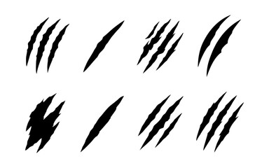Claw mark set with various scratch patterns in black silhouette design