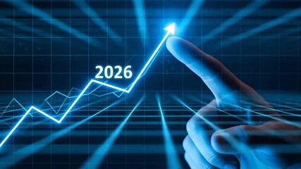 Business growth forecast for 2026 with upward financial trend and human interaction - Powered by Adobe