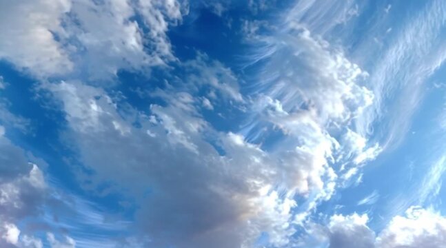 Gentle wispy clouds drifting across a vast blue sky create a serene and hopeful feeling, perfect for conveying peace, tranquility, and inspiration