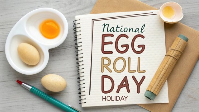 National Egg Roll Day Celebration with Egg and Notepad