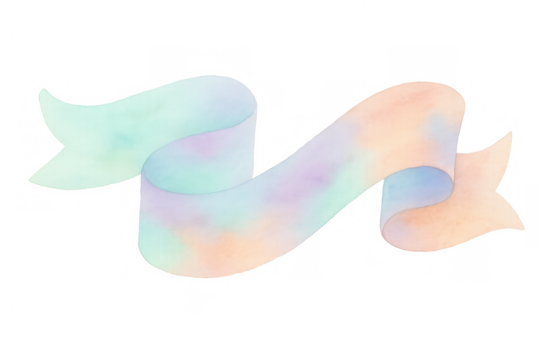 Pastel watercolor ribbon banner scroll with soft rainbow gradient colors, elegant decorative element for greeting cards - Powered by Adobe