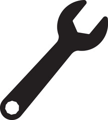 Black open end wrench tool silhouette on white background spanner metal