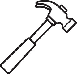 Black outline of a claw hammer on a white background tool construction