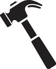 Black vector art silhouette of a claw hammer icon isolated on a white background.